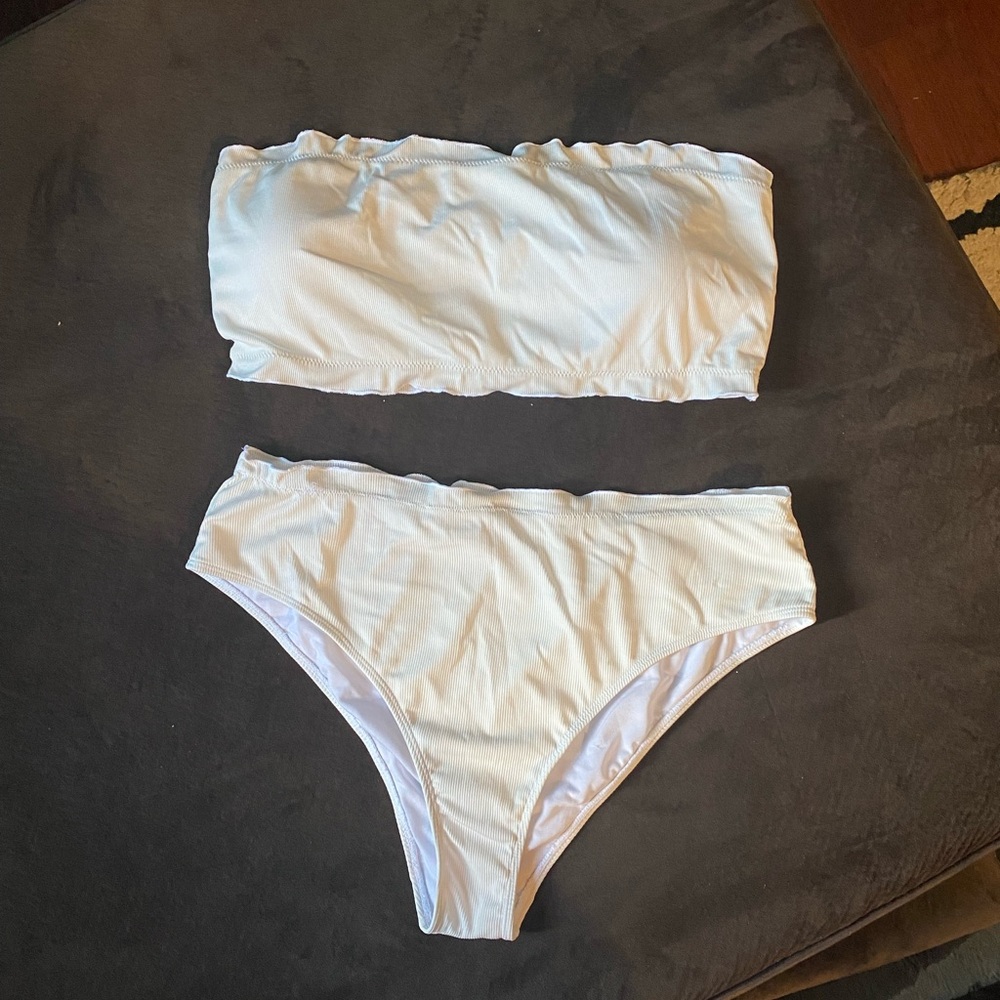 SHEIN white strapless bathing suit